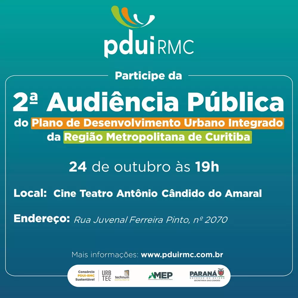 Prefeitura de Rio Negro convida população para a 2ª  Audiência Pública do PDUI-RMC